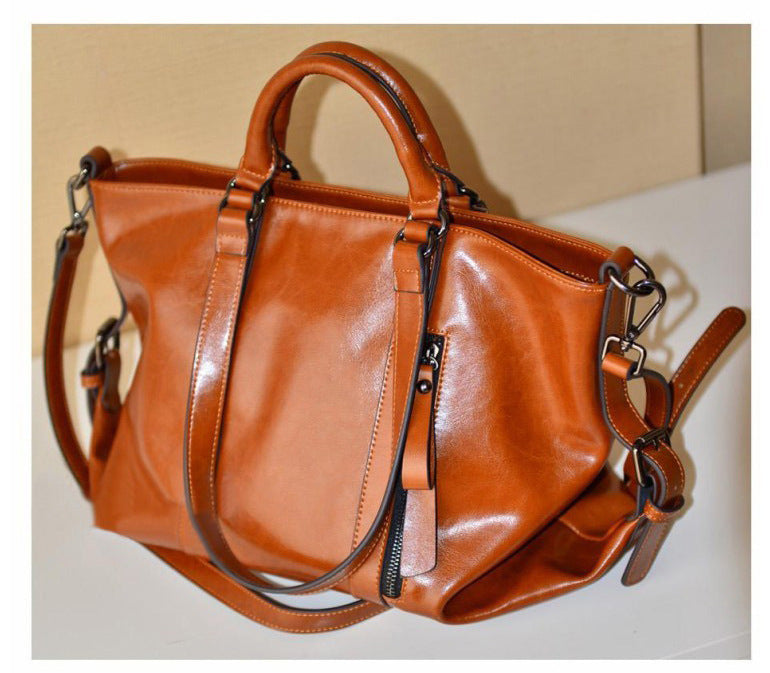 Wholesale Shoulder Bag PU Oil Wax Leather Simple Handheld Diagonal Cross JDC-SD-Sijie002