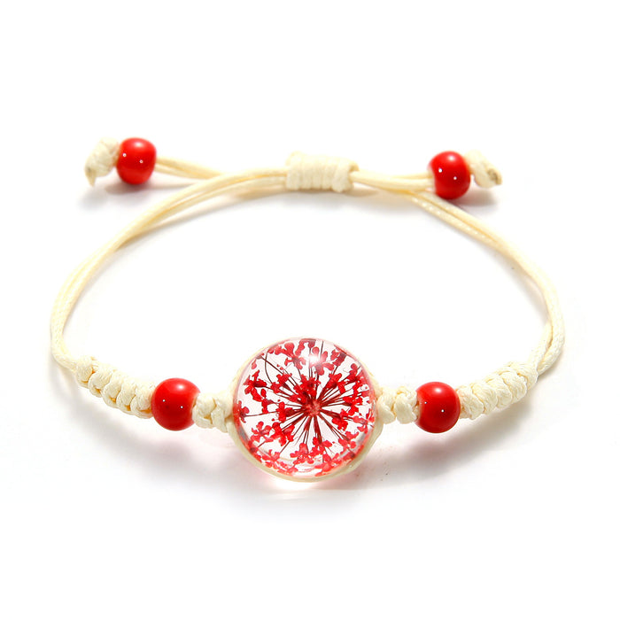 Wholesale dried flower bracelet crystal glass ball handmade JDC-BT-SongX011