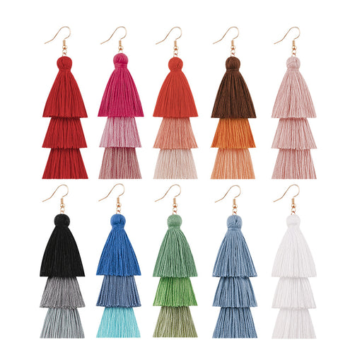 Jewelry WholesaleWholesale boho cotton thread multilayer tassel earrings MOQ≥2 JDC-ES-JM006 Earrings 杰米 %variant_option1% %variant_option2% %variant_option3%  Factory Price JoyasDeChina Joyas De China