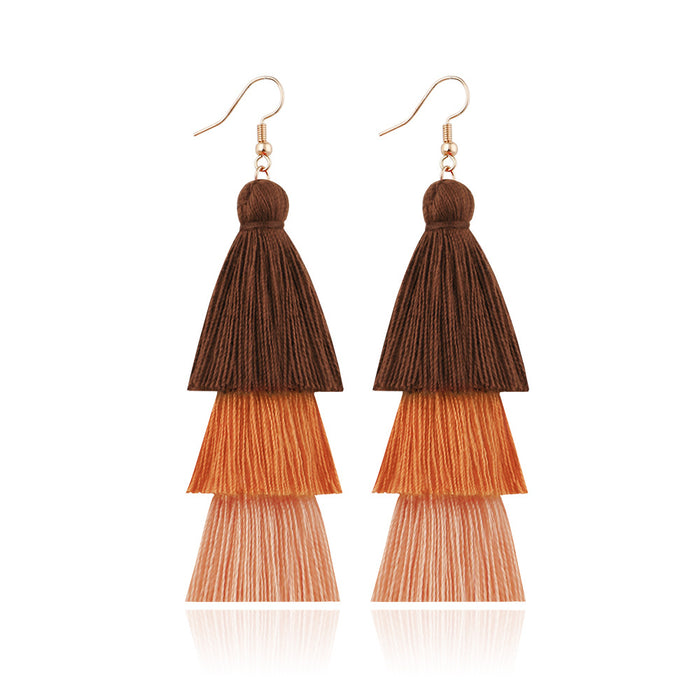 Jewelry WholesaleWholesale boho cotton thread multilayer tassel earrings MOQ≥2 JDC-ES-JM006 Earrings 杰米 %variant_option1% %variant_option2% %variant_option3%  Factory Price JoyasDeChina Joyas De China