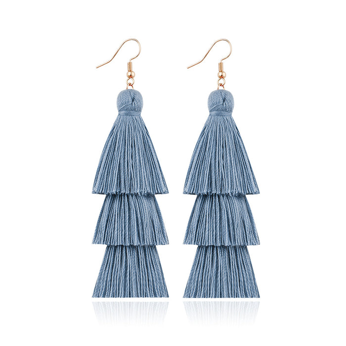 Jewelry WholesaleWholesale boho cotton thread multilayer tassel earrings MOQ≥2 JDC-ES-JM006 Earrings 杰米 %variant_option1% %variant_option2% %variant_option3%  Factory Price JoyasDeChina Joyas De China