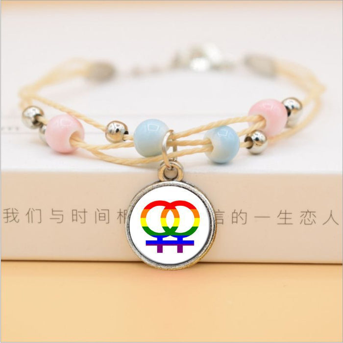 Wholesale Gay Pride Bracelet Rainbow Logo Gay Bracelet Ceramic Handmade Bracelet JDC-BT-FanT004