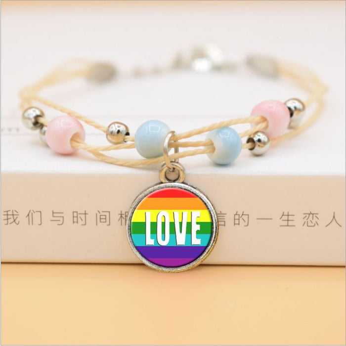 Wholesale Gay Pride Bracelet Rainbow Logo Gay Bracelet Ceramic Handmade Bracelet JDC-BT-FanT004