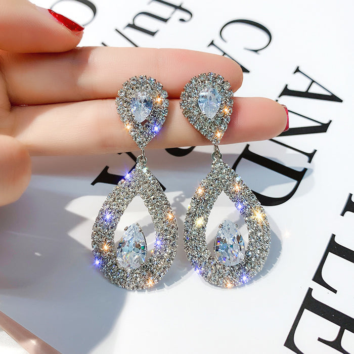 Wholesale Earrings Alloy Rhinestones Water Drops JDC-ES-FengM090