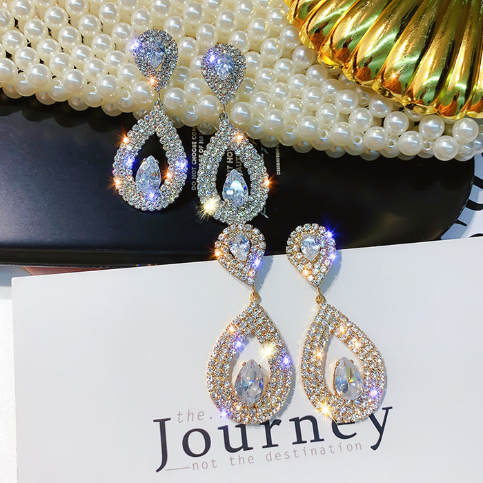 Wholesale Earrings Alloy Rhinestones Water Drops JDC-ES-FengM090