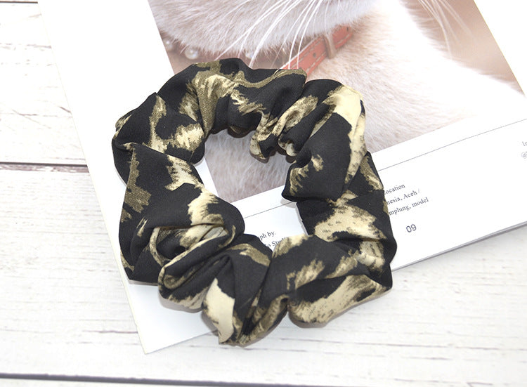 Wholesale Hair Scrunchies Fabric Leopard Print MOQ≥2 JDC-HS-HMXS008