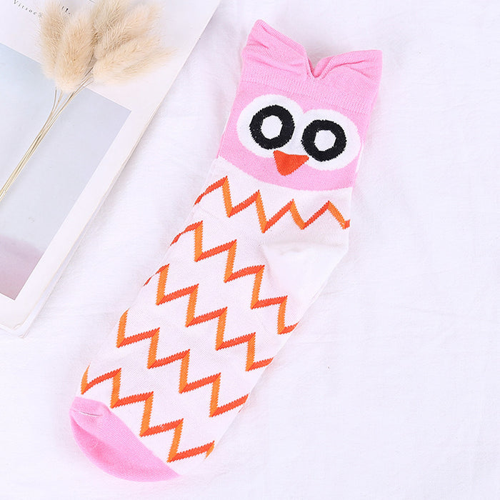 Wholesale Socks Cotton Cartoon Owl Crew Socks JDC-SK-HJM001