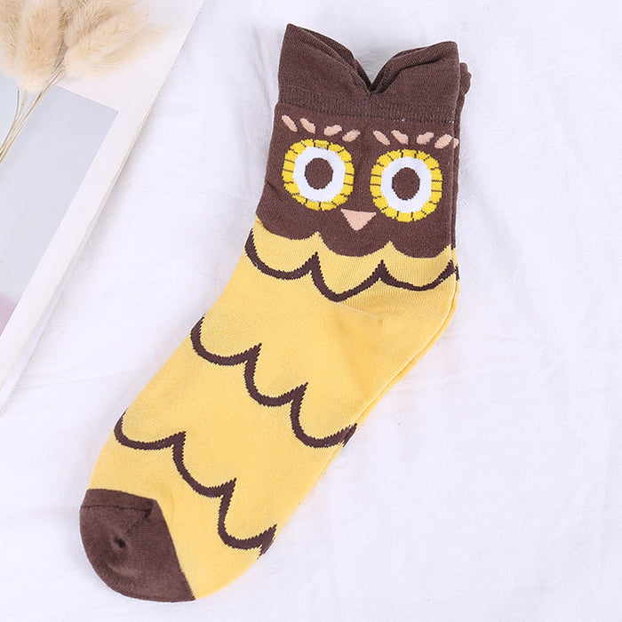 Wholesale Socks Cotton Cartoon Owl Crew Socks JDC-SK-HJM001