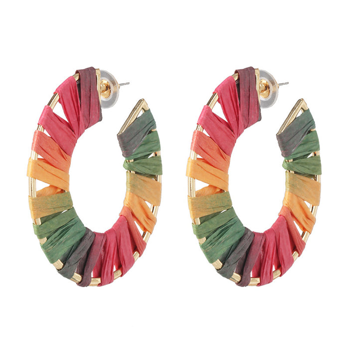 Wholesale Exaggerated Metal Big Earrings C Shape JDC-ES-jr040