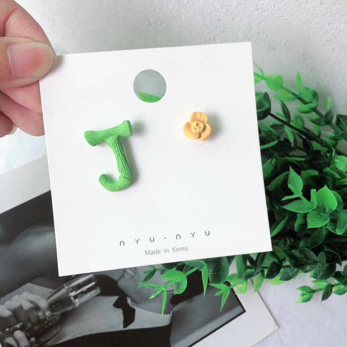 Wholesale Earrings Alloy Fluorescent Color Flower Alphabet Graphic JDC-ES-MoN005