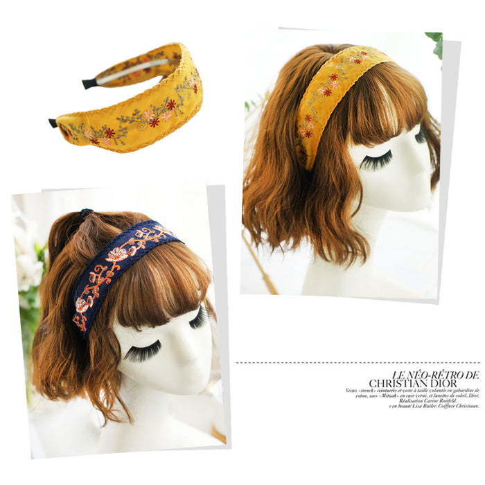 Jewelry WholesaleWholesale embroidery lace wind suede floral fabric hair band JDC-HD-Youp001 Headband 有派 %variant_option1% %variant_option2% %variant_option3%  Factory Price JoyasDeChina Joyas De China