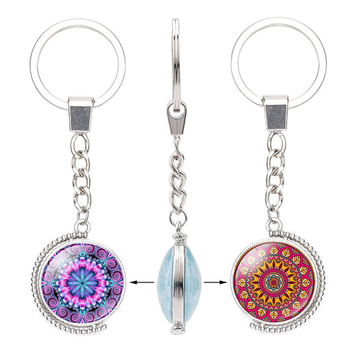 Jewelry WholesaleWholesale Buddhist Lucky Charm Mandala Flower Time Gemstone Alloy Glass Keychain JDC-KC-NingX016 Keychains 柠祥 %variant_option1% %variant_option2% %variant_option3%  Factory Price JoyasDeChina Joyas De China