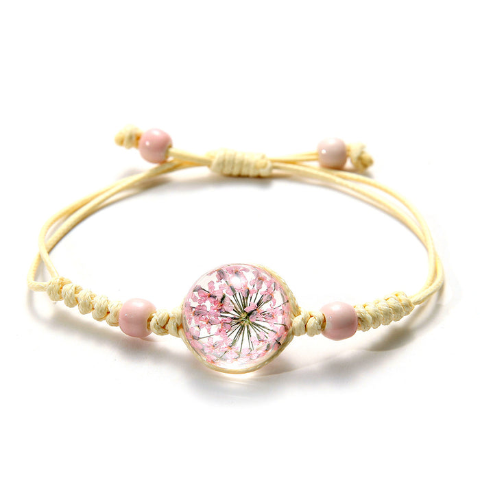 Jewelry WholesaleWholesale dried flower bracelet crystal glass ball handmade JDC-BT-SongX011 Bracelet 淞香 %variant_option1% %variant_option2% %variant_option3%  Factory Price JoyasDeChina Joyas De China