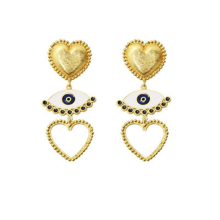 Jewelry WholesaleWholesale Love Crystal Punk Love Heart Earrings MOQ≥3 JDS-ES-GSYS012 Earrings 伊尚 %variant_option1% %variant_option2% %variant_option3%  Factory Price JoyasDeChina Joyas De China