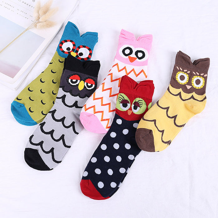 Wholesale Socks Cotton Cartoon Owl Crew Socks JDC-SK-HJM001