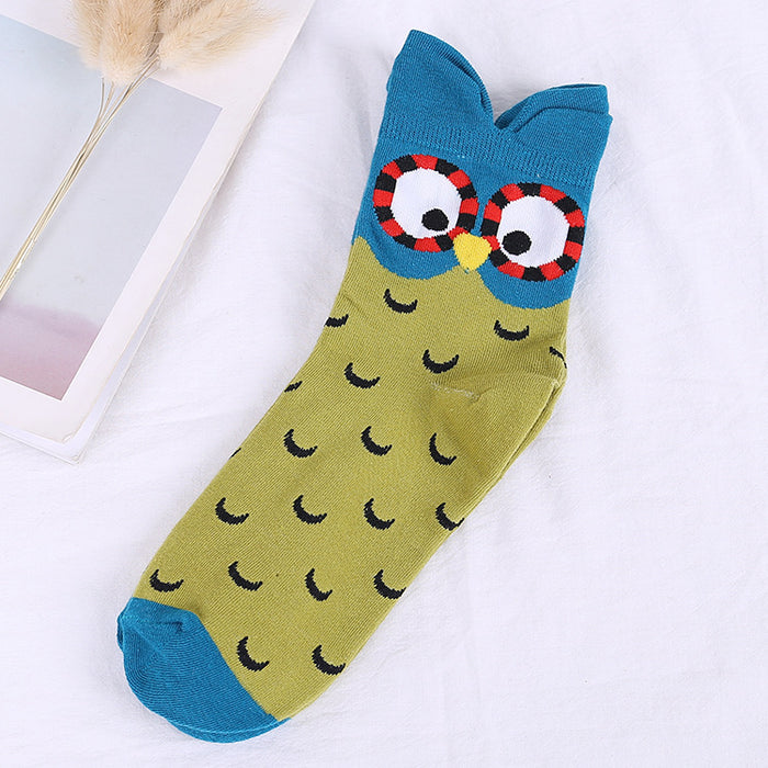 Wholesale Socks Cotton Cartoon Owl Crew Socks JDC-SK-HJM001