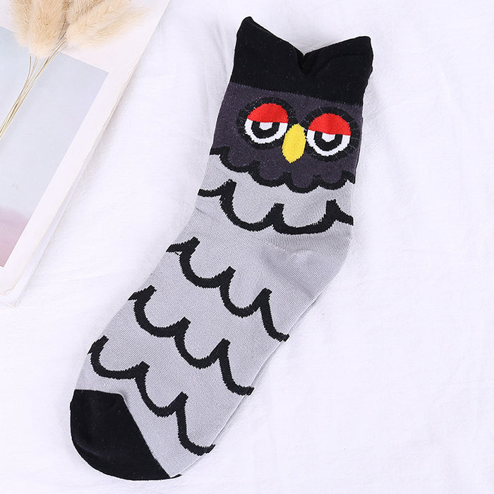 Wholesale Socks Cotton Cartoon Owl Crew Socks JDC-SK-HJM001