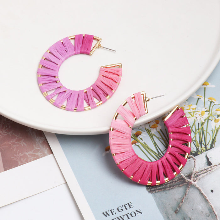 Wholesale Exaggerated Metal Big Earrings C Shape JDC-ES-jr040