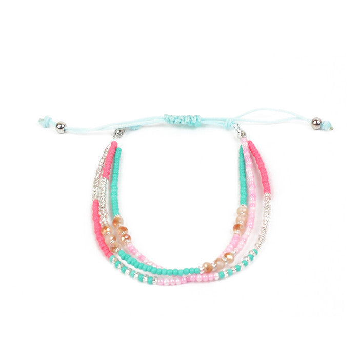 Wholesale Hand Braided Boho Multilayer Colorful Rice Beads Beaded Bracelet MOQ≥2 JDC-BT-ZheQ013