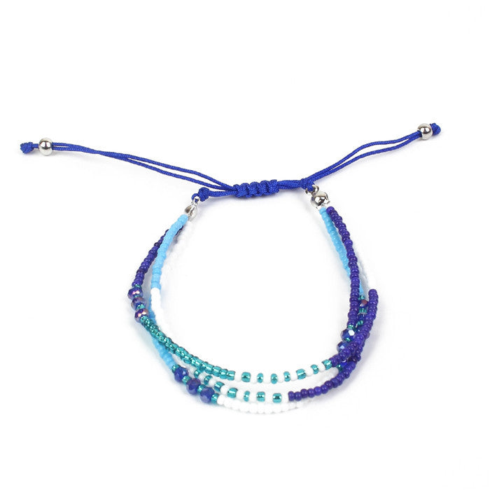 Wholesale Hand Braided Boho Multilayer Colorful Rice Beads Beaded Bracelet MOQ≥2 JDC-BT-ZheQ013