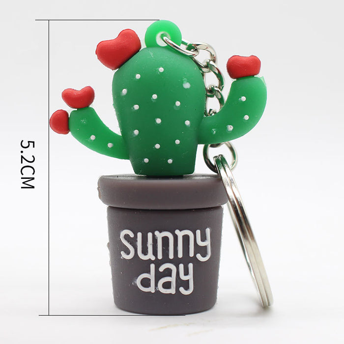 Wholesale Keychains For Backpacks creative cactus keychain soft plastic bag pendant MOQ≥2 JDC-KC-YY036