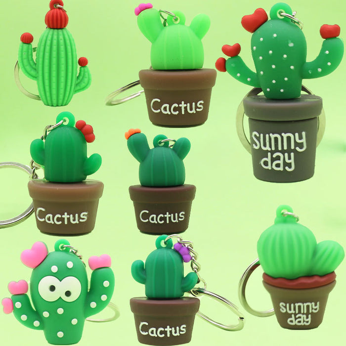 Wholesale Keychains For Backpacks creative cactus keychain soft plastic bag pendant MOQ≥2 JDC-KC-YY036