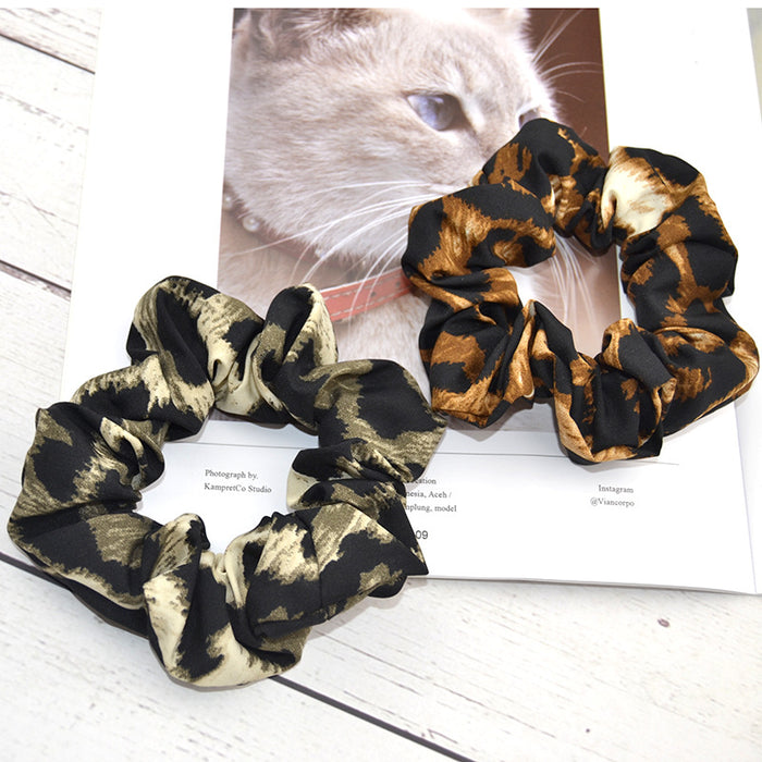 Wholesale Hair Scrunchies Fabric Leopard Print MOQ≥2 JDC-HS-HMXS008