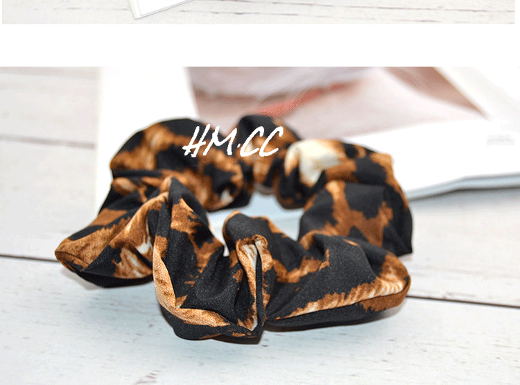 Wholesale Hair Scrunchies Fabric Leopard Print MOQ≥2 JDC-HS-HMXS008