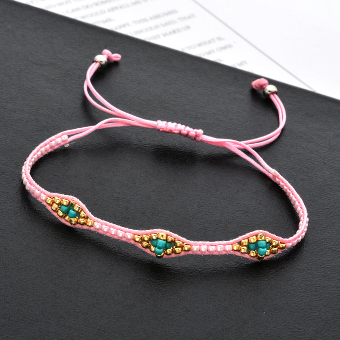 Wholesale Rice Beads Wax Thread Braided Adjustable Bracelet JDC-BT-ZheQ018