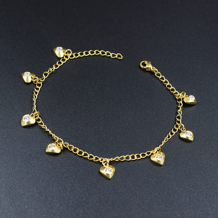 Wholesale Electroplating Gold Flower Love Star Hexagon Anklet JDC-AS-Ais001