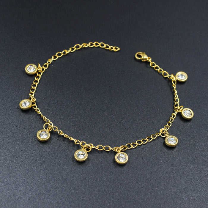 Wholesale Electroplating Gold Flower Love Star Hexagon Anklet JDC-AS-Ais001