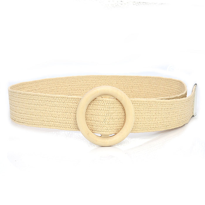 Wholesale Wooden Buckle Girdle Boho Linen Woven Belt MOQ≥2 JDC-WB-SBT001