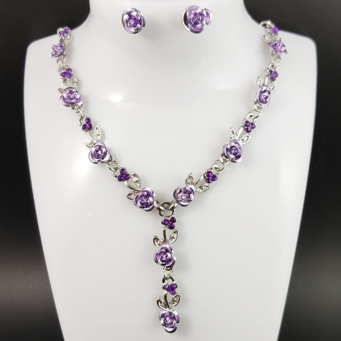 Wholesale Rose Alloy Necklace Set JDC-NE-HuaiL003