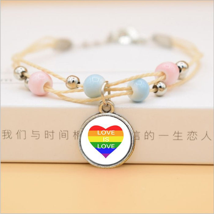 Wholesale Gay Pride Bracelet Rainbow Logo Gay Bracelet Ceramic Handmade Bracelet JDC-BT-FanT004