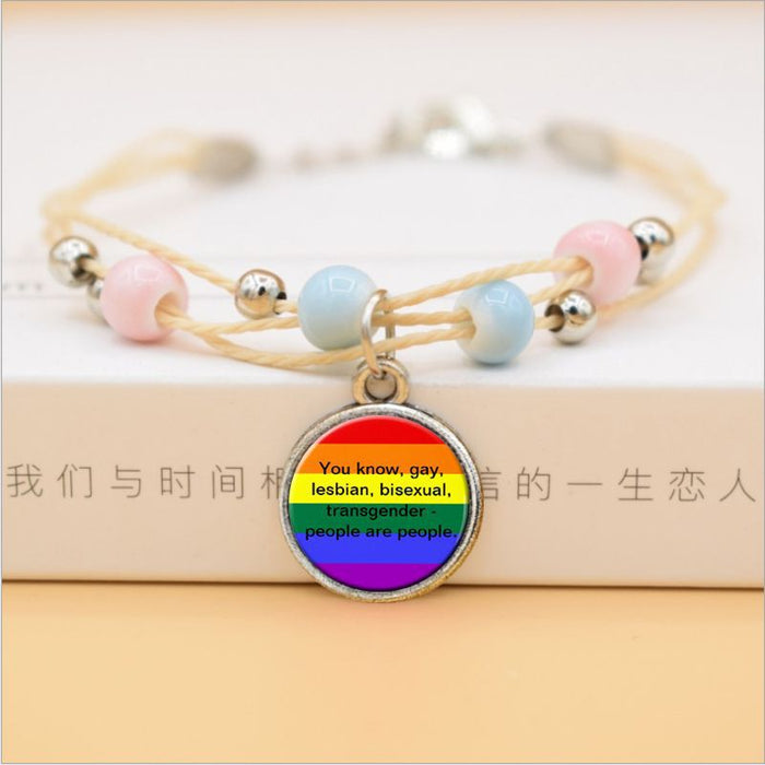 Wholesale Gay Pride Bracelet Rainbow Logo Gay Bracelet Ceramic Handmade Bracelet JDC-BT-FanT004