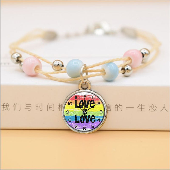 Wholesale Gay Pride Bracelet Rainbow Logo Gay Bracelet Ceramic Handmade Bracelet JDC-BT-FanT004