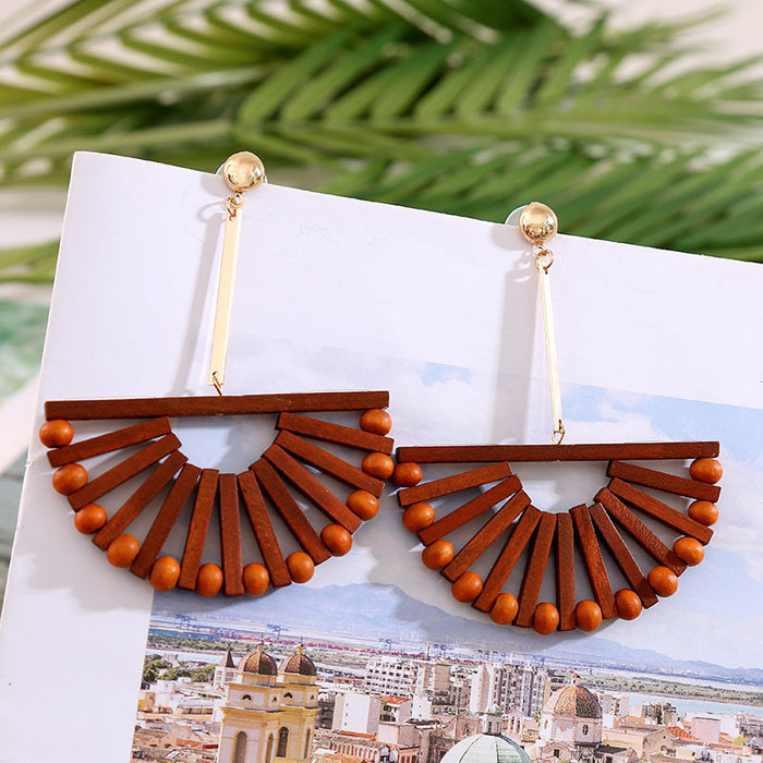 Jewelry WholesaleWholesale bohemian irregular geometry woven Wood earrings JDC-ES-Lai003 Earrings 恋艾 %variant_option1% %variant_option2% %variant_option3%  Factory Price JoyasDeChina Joyas De China