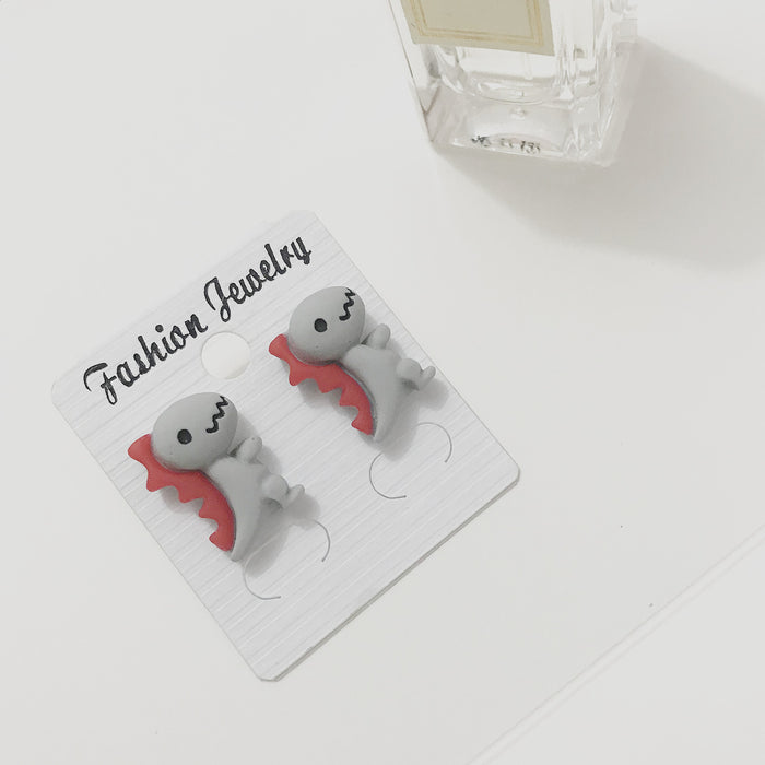 Wholesale Earrings Plastic Cute Little Dinosaur Earrings MOQ≥2 JDC-ES-Shier026