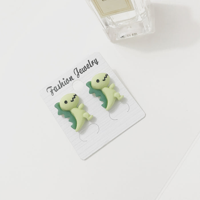 Wholesale Earrings Plastic Cute Little Dinosaur Earrings MOQ≥2 JDC-ES-Shier026