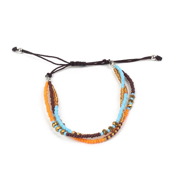 Wholesale Hand Braided Boho Multilayer Colorful Rice Beads Beaded Bracelet MOQ≥2 JDC-BT-ZheQ013