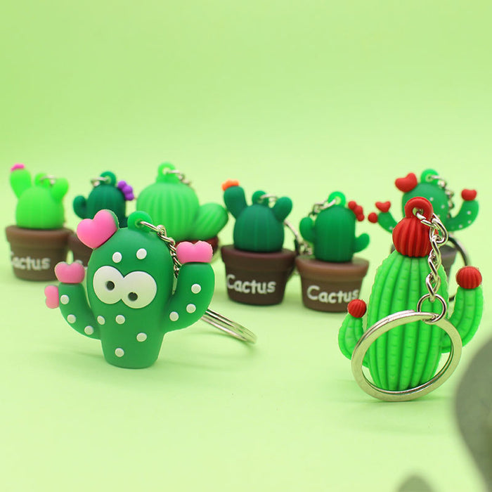 Wholesale Keychains For Backpacks creative cactus keychain soft plastic bag pendant MOQ≥2 JDC-KC-YY036