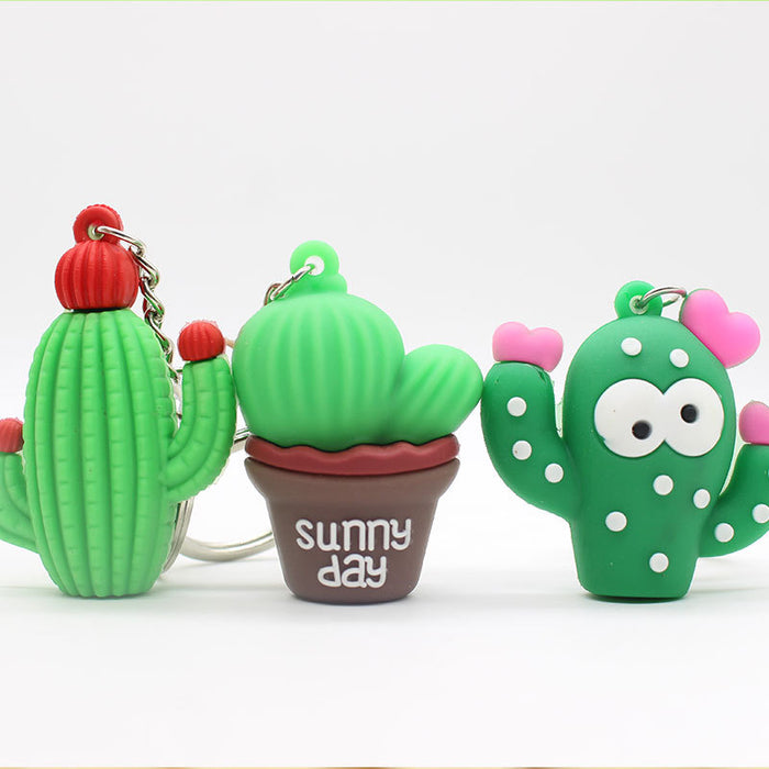 Wholesale Keychains For Backpacks creative cactus keychain soft plastic bag pendant MOQ≥2 JDC-KC-YY036