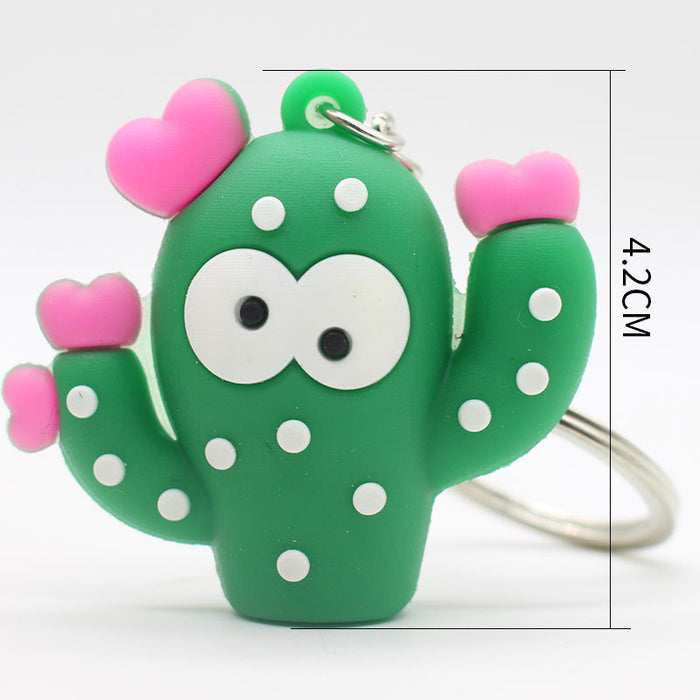 Wholesale Keychains For Backpacks creative cactus keychain soft plastic bag pendant MOQ≥2 JDC-KC-YY036