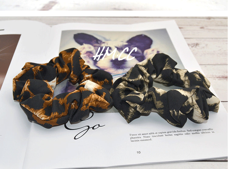 Wholesale Hair Scrunchies Fabric Leopard Print MOQ≥2 JDC-HS-HMXS008