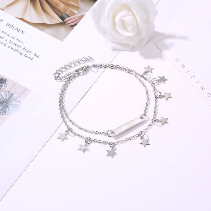 Wholesale Women's Beach Anklet Double Layer Pentagram Anklet JDC-AS-D028