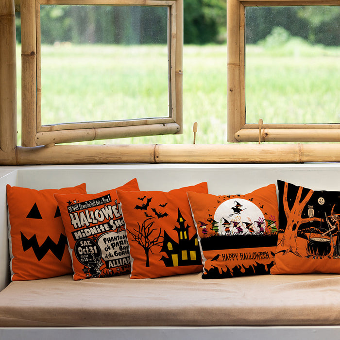 Wholesale Pillowcase Orange Halloween Polyester Pillowcase JDC-PW-Mengde005