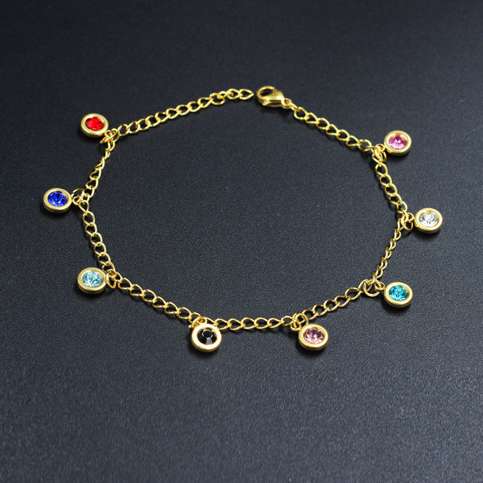 Wholesale Electroplating Gold Flower Love Star Hexagon Anklet JDC-AS-Ais001