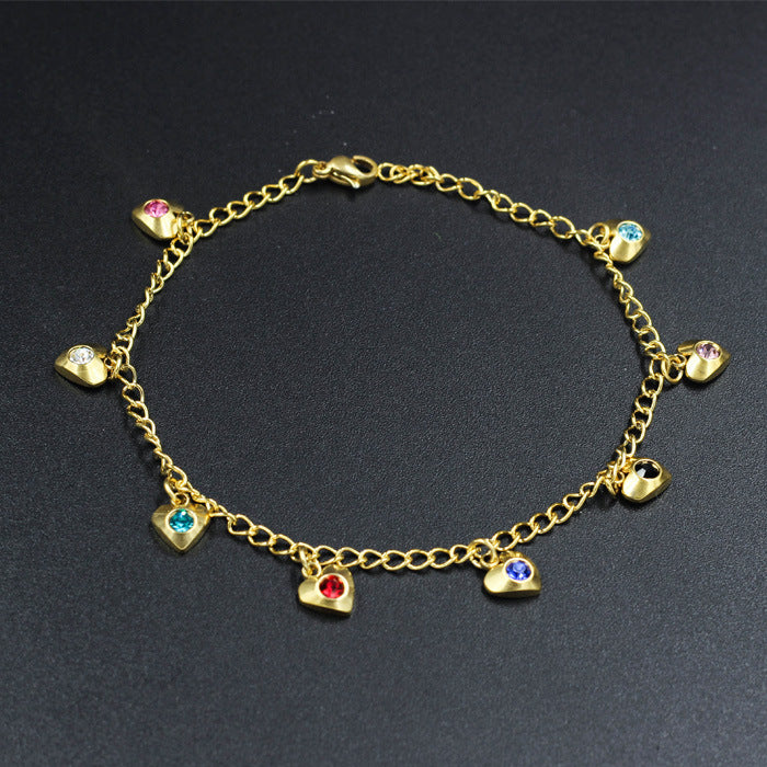 Wholesale Electroplating Gold Flower Love Star Hexagon Anklet JDC-AS-Ais001