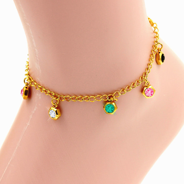 Wholesale Electroplating Gold Flower Love Star Hexagon Anklet JDC-AS-Ais001