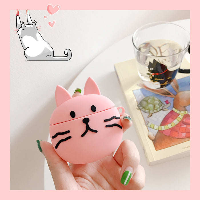 Wholesale Airpods1/2 Headphone Case Silicone Cute Big Face Cat JDC-EPC-NYJ003